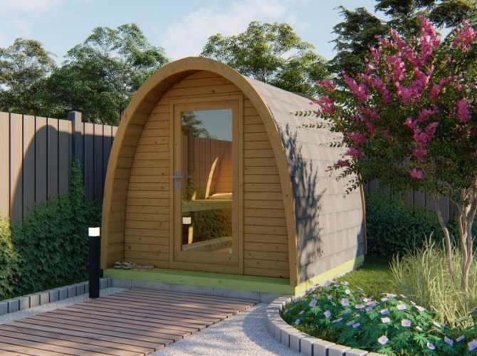 Venkovní sauna Tolva-smrk - Šířka objektu: 230 cm, Hloubka objektu: 480 cm