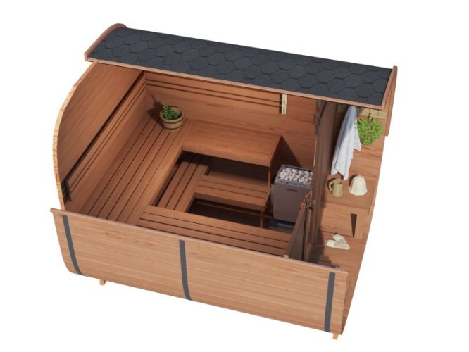Venkovní sauna Rovaniemi-thermowood - Šířka objektu: 219 cm, Hloubka objektu: 286 cm
