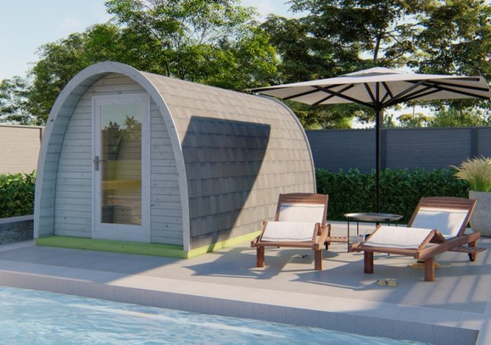 Venkovní sauna Tolva-smrk - Šířka objektu: 230 cm, Hloubka objektu: 480 cm