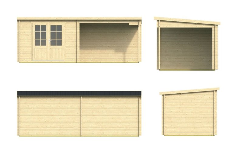 40.0195 Freddy Untreated Log Cabin 3D