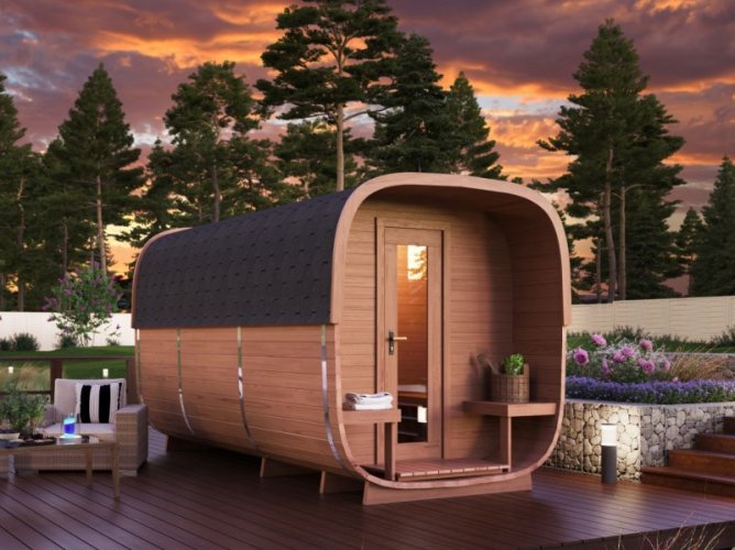 Venkovní sauna Rovaniemi-thermowood - Šířka objektu: 219 cm, Hloubka objektu: 286 cm